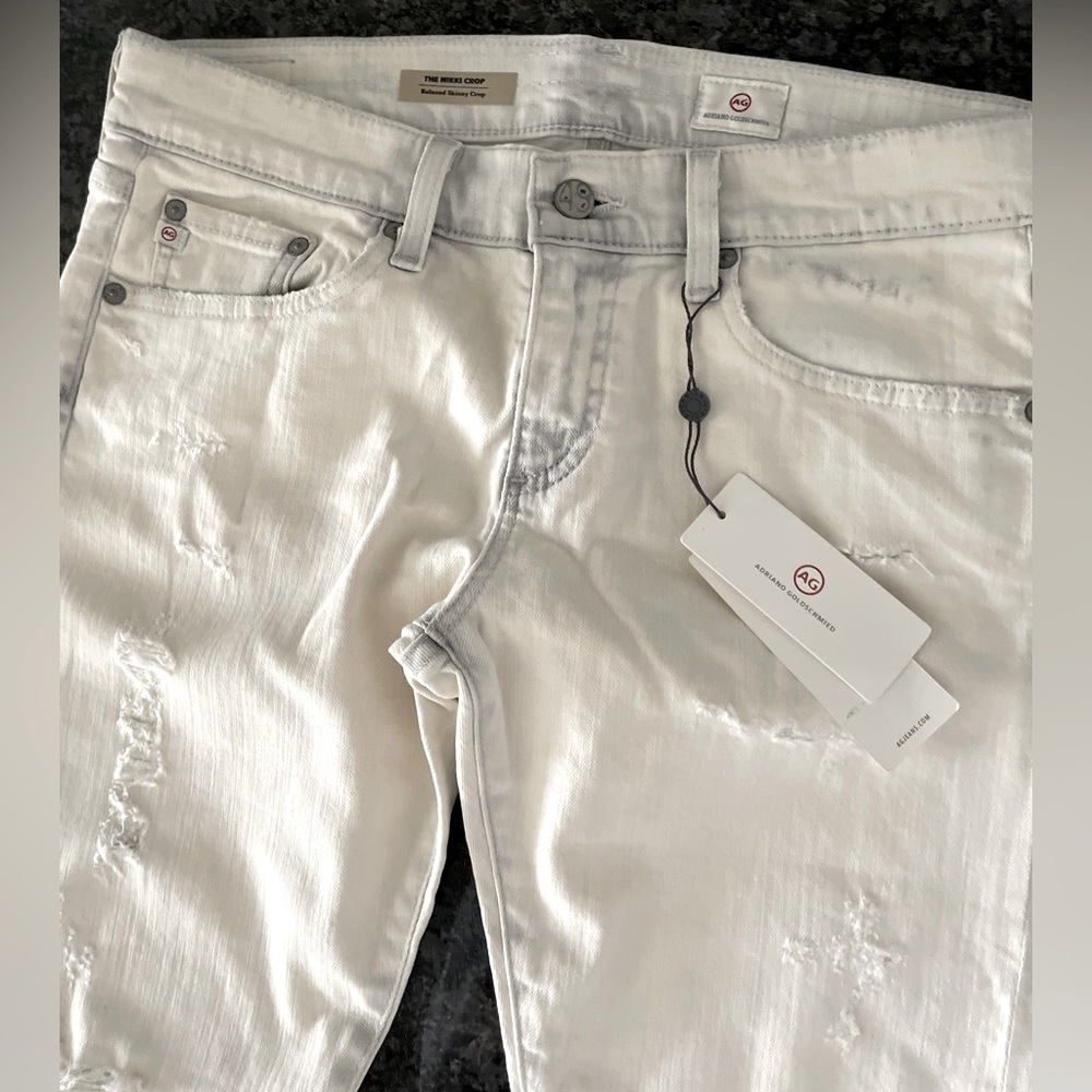 AG Adriano Goldschmied Nikki Cream & Gray Distressed Skinny Jeans - Picture 7 of 13